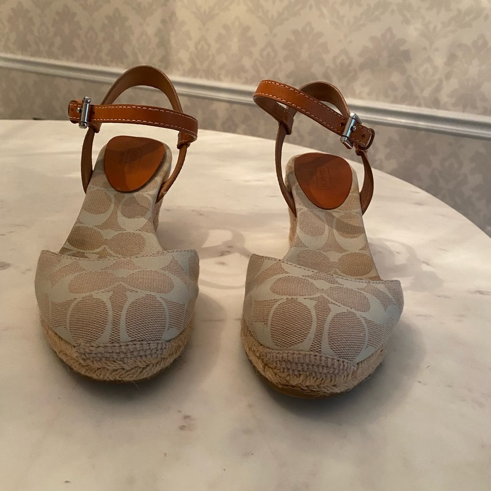 Coach logo wedge espadrilles
